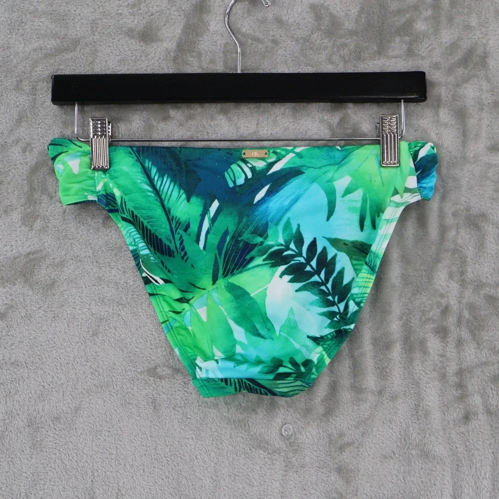 LRLRalph Lauren Twisted Bikini Bottom Women 6 Green Blue Tropical Palm Leaf‎ NWT